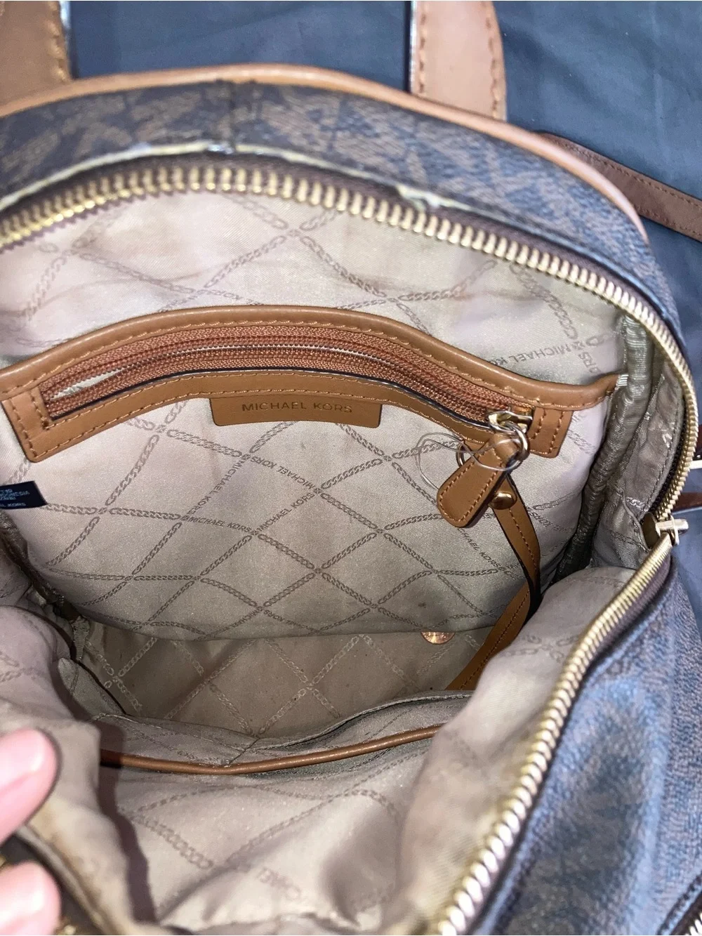 Michael Kors Brown/Tan Monogram Backpack